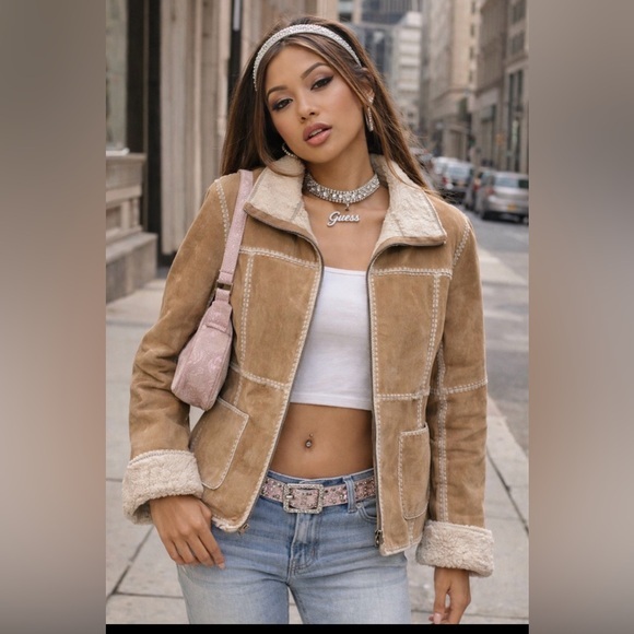 Guess Jackets & Blazers - Vintage Guess Y2K Suede Leather Pennylane Tan Jacket